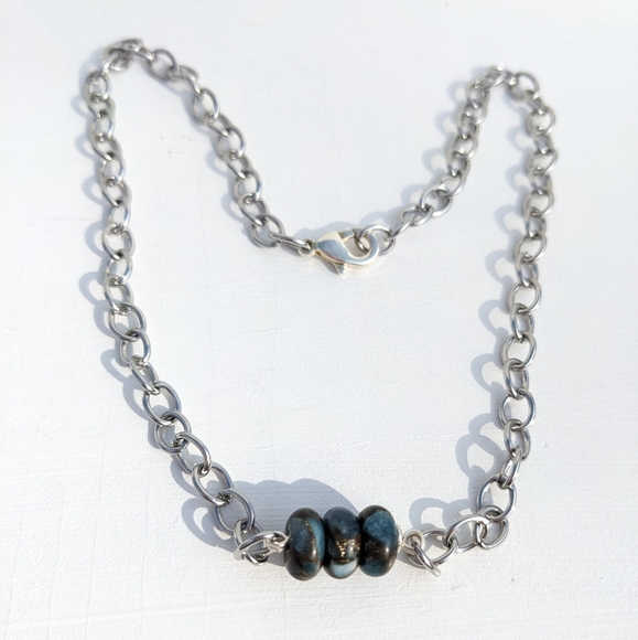 Artisan Jewelry - Jasper Stainless Steel Silver Chain Necklace Handmade  Crystals Grounding Unisex